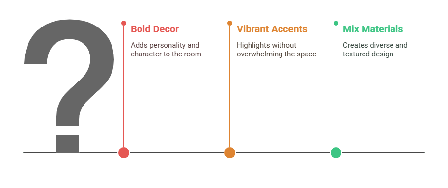Accent with Bold Decor Around Grey Couches