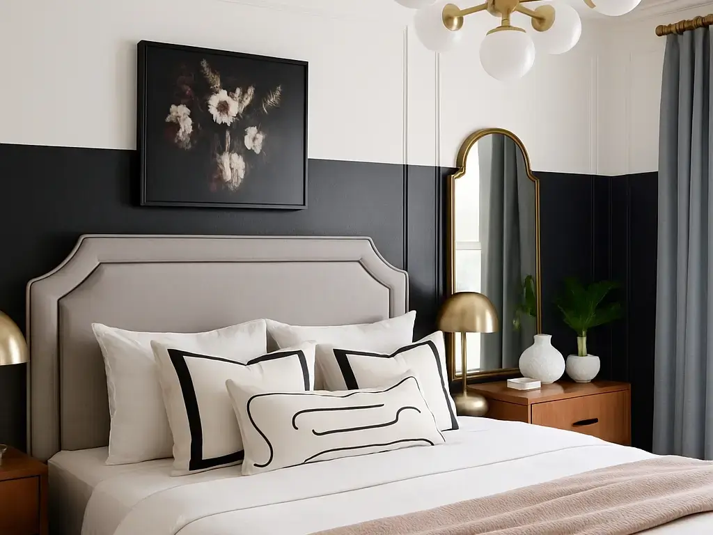 Molduras de corona y pintura de tres cuartos para una sofisticación clásica