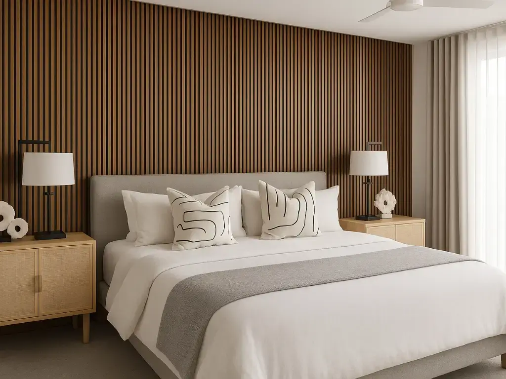 Paredes rústicas de listones de madera para un aspecto orgánico y contemporáneo